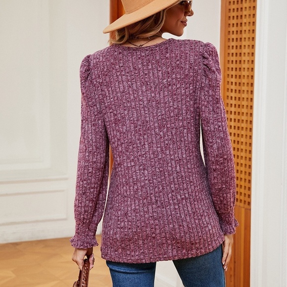 Whispering Winds Women’s Puff Sleeve Sweater - Picture 4 of 5